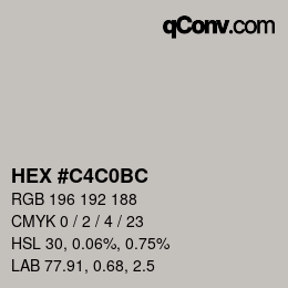 Farbcode: HEX #C4C0BC | qconv.com