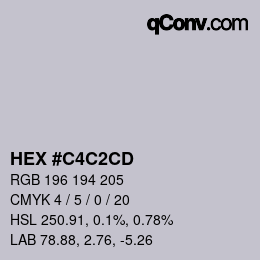 颜色代码: HEX #C4C2CD | qconv.com