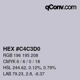 Farbcode: HEX #C4C3D0 | qconv.com