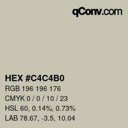 Color code: HEX #C4C4B0 | qconv.com