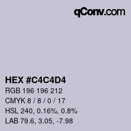 颜色代码: HEX #C4C4D4 | qconv.com