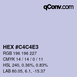 Farbcode: HEX #C4C4E3 | qconv.com