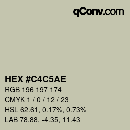 カラーコード: HEX #C4C5AE | qconv.com