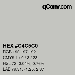 Color code: HEX #C4C5C0 | qconv.com