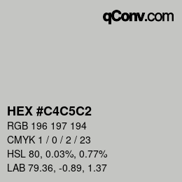 Color code: HEX #C4C5C2 | qconv.com