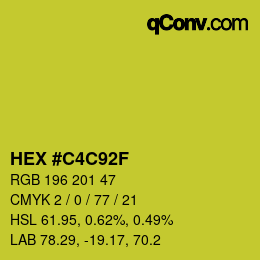 Code couleur: HEX #C4C92F | qconv.com