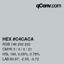 カラーコード: HEX #C4CACA | qconv.com