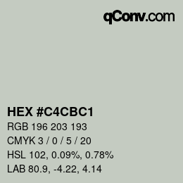 颜色代码: HEX #C4CBC1 | qconv.com