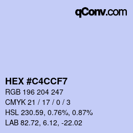 Color code: HEX #C4CCF7 | qconv.com