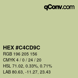 カラーコード: HEX #C4CD9C | qconv.com
