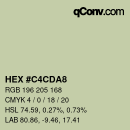 颜色代码: HEX #C4CDA8 | qconv.com