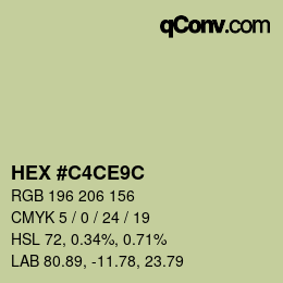 颜色代码: HEX #C4CE9C | qconv.com