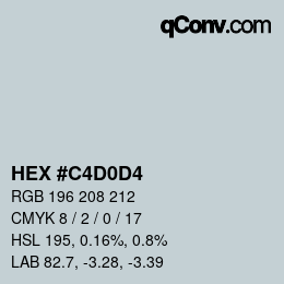 颜色代码: HEX #C4D0D4 | qconv.com