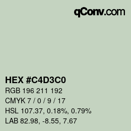 Color code: HEX #C4D3C0 | qconv.com