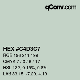 Color code: HEX #C4D3C7 | qconv.com