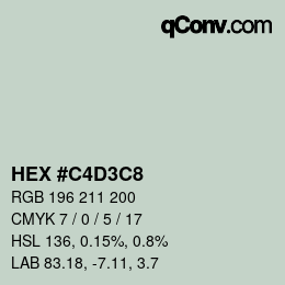 カラーコード: HEX #C4D3C8 | qconv.com