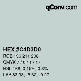 Color code: HEX #C4D3D0 | qconv.com