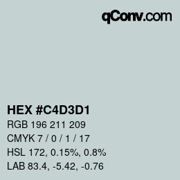 Color code: HEX #C4D3D1 | qconv.com