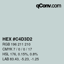 Color code: HEX #C4D3D2 | qconv.com