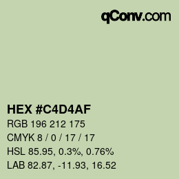 Color code: HEX #C4D4AF | qconv.com