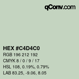 カラーコード: HEX #C4D4C0 | qconv.com