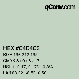 カラーコード: HEX #C4D4C3 | qconv.com