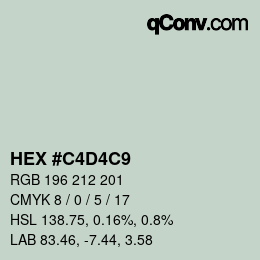 颜色代码: HEX #C4D4C9 | qconv.com