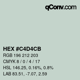カラーコード: HEX #C4D4CB | qconv.com