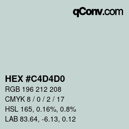 カラーコード: HEX #C4D4D0 | qconv.com