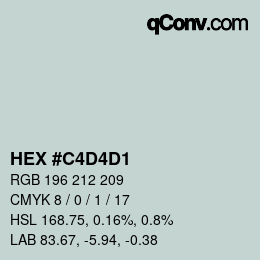 カラーコード: HEX #C4D4D1 | qconv.com