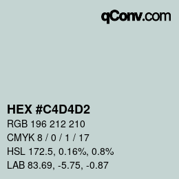 Color code: HEX #C4D4D2 | qconv.com