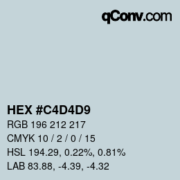 カラーコード: HEX #C4D4D9 | qconv.com