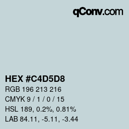 カラーコード: HEX #C4D5D8 | qconv.com