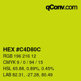 Color code: HEX #C4D80C | qconv.com