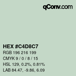 Color code: HEX #C4D8C7 | qconv.com