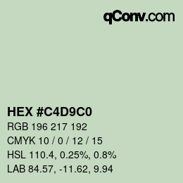 カラーコード: HEX #C4D9C0 | qconv.com