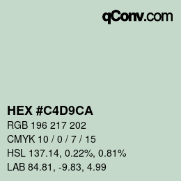 カラーコード: HEX #C4D9CA | qconv.com