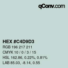 Color code: HEX #C4D9D3 | qconv.com