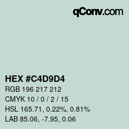 Color code: HEX #C4D9D4 | qconv.com