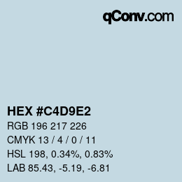カラーコード: HEX #C4D9E2 | qconv.com
