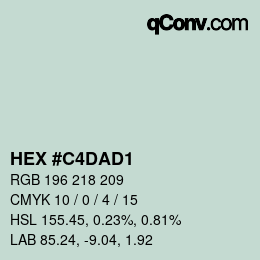 Color code: HEX #C4DAD1 | qconv.com