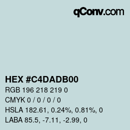 Color code: HEX #C4DADB00 | qconv.com