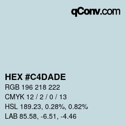 Color code: HEX #C4DADE | qconv.com