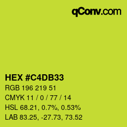颜色代码: HEX #C4DB33 | qconv.com