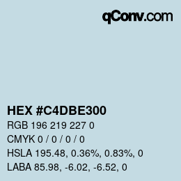 颜色代码: HEX #C4DBE300 | qconv.com