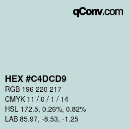 Color code: HEX #C4DCD9 | qconv.com