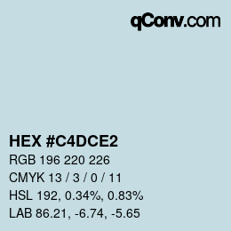 カラーコード: HEX #C4DCE2 | qconv.com