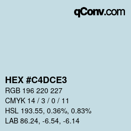 Color code: HEX #C4DCE3 | qconv.com