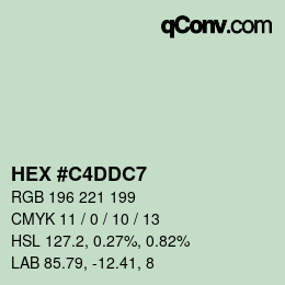 Color code: HEX #C4DDC7 | qconv.com