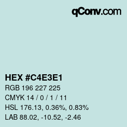 Color code: HEX #C4E3E1 | qconv.com